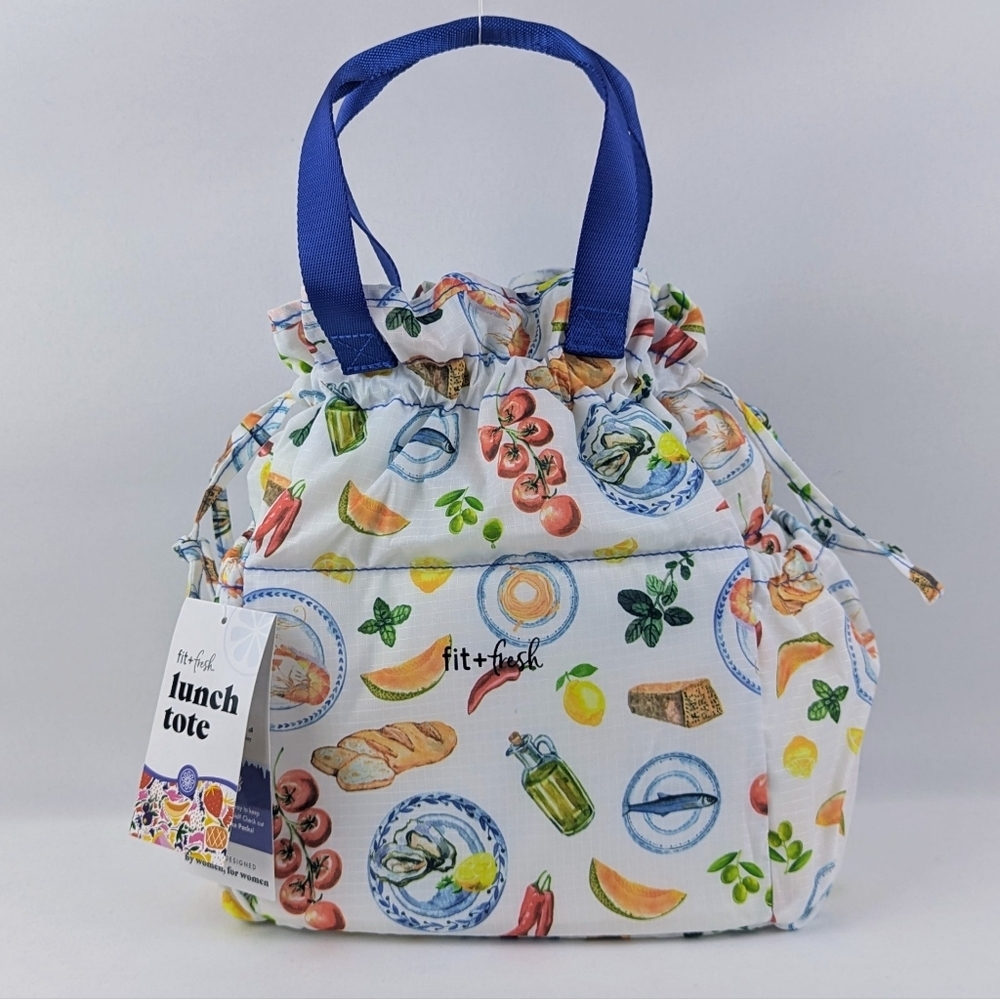 Fit + Fresh Cromwell Cinch Lunch Tote Bag Insulated Hot Cold Alfresco Multi NWT